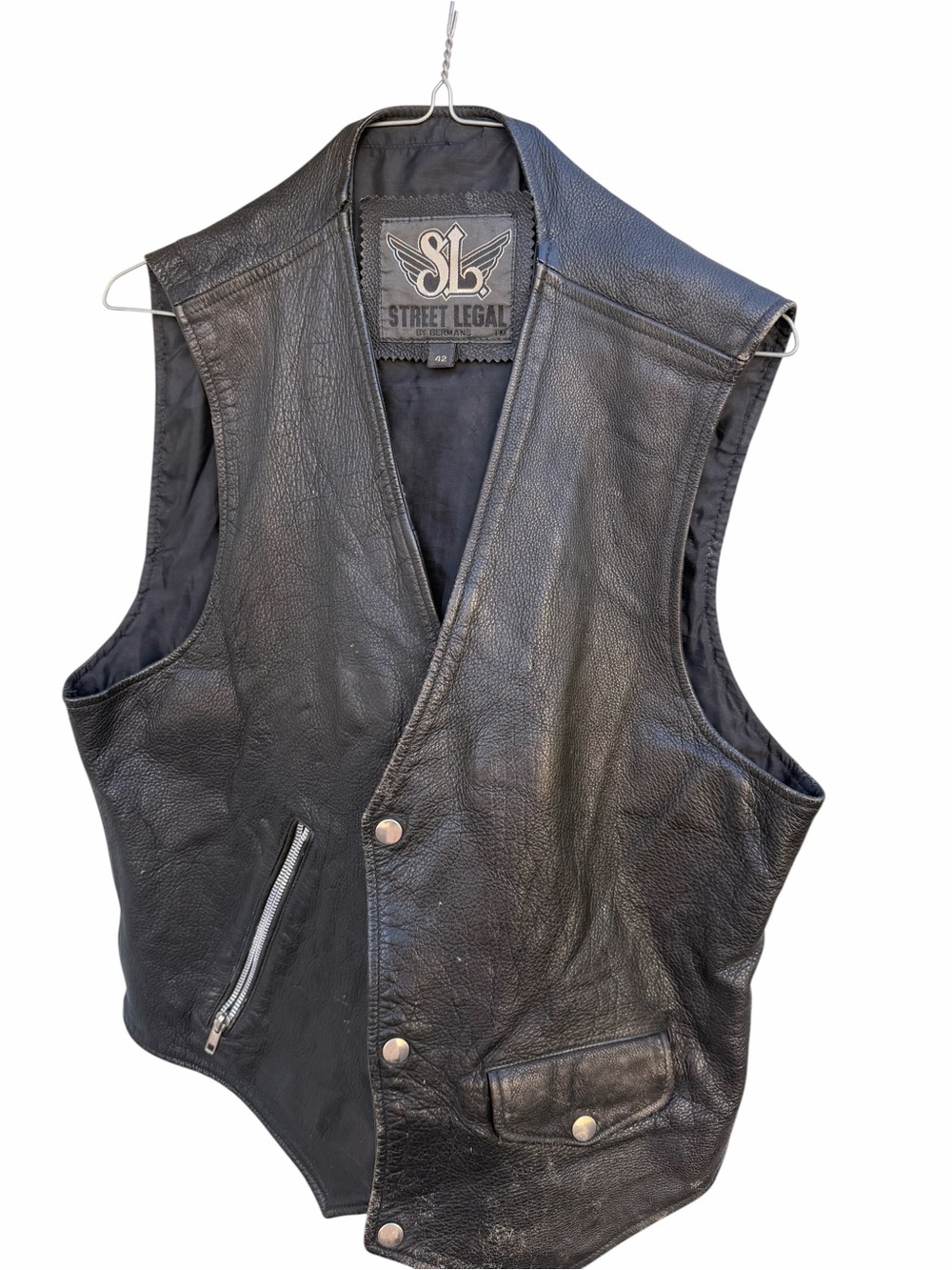 Men's Black Leather Vest
